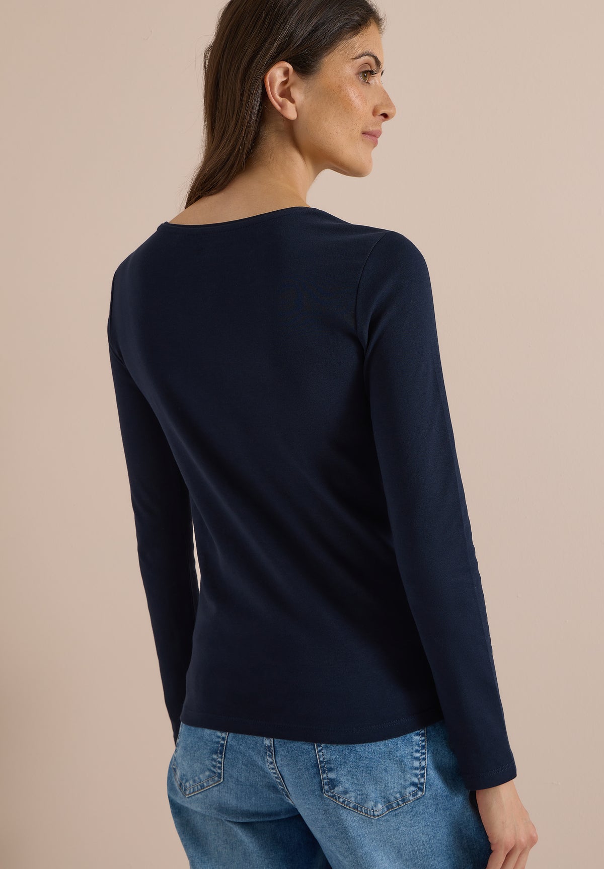 CECIL - Basic Langarm Shirt mit Rundhals - Farbe: universal blue