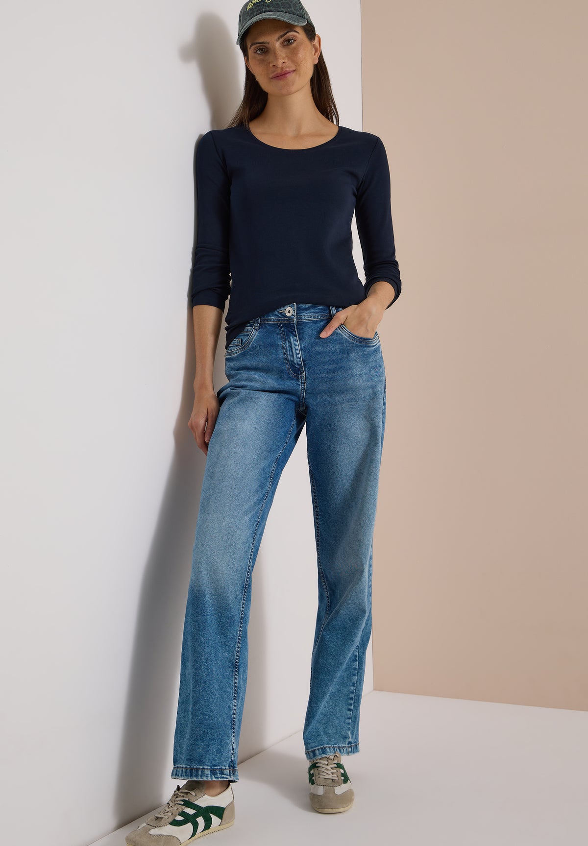 CECIL - Basic Langarm Shirt mit Rundhals - Farbe: universal blue