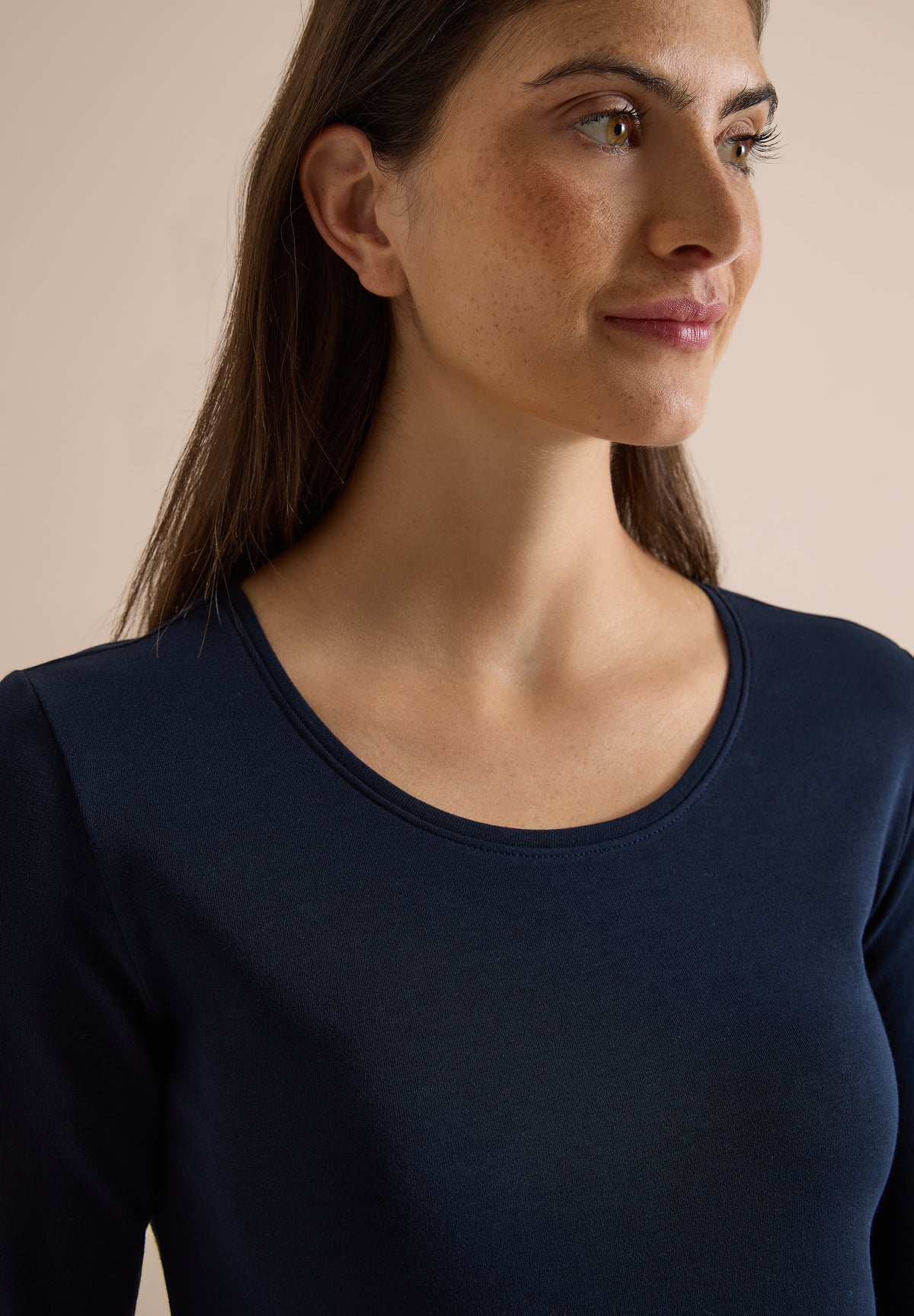 CECIL - Basic Langarm Shirt mit Rundhals - Farbe: universal blue
