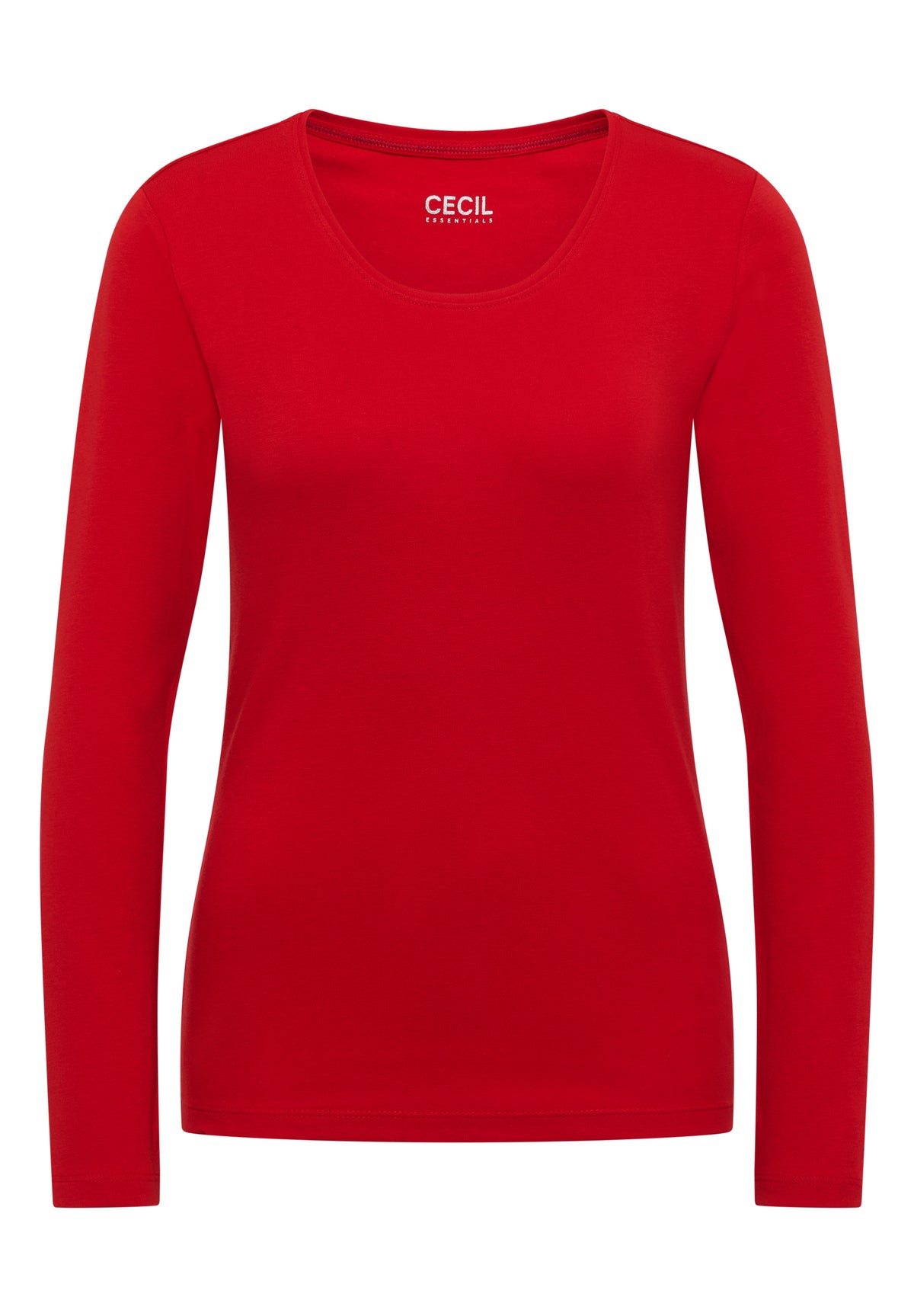 CECIL - Basic Langarm Shirt mit Rundhals - Farbe: flame red