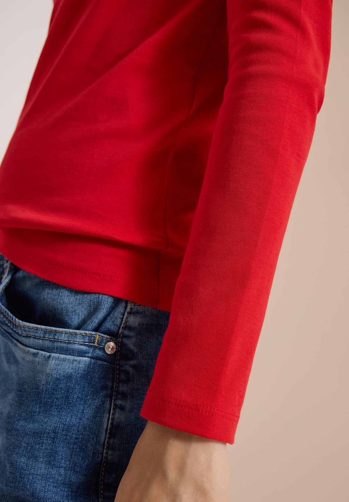 CECIL - Basic Langarm Shirt mit Rundhals - Farbe: flame red