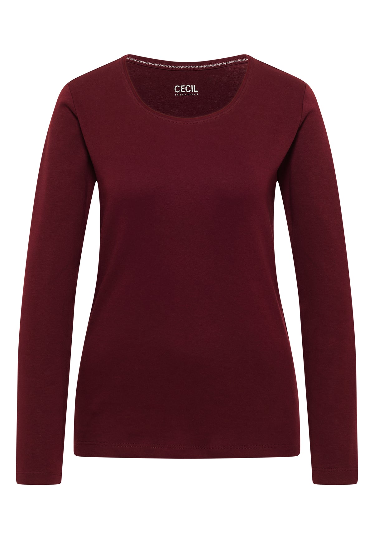 CECIL - Basic Langarm Shirt mit Rundhals - Farbe: red wine