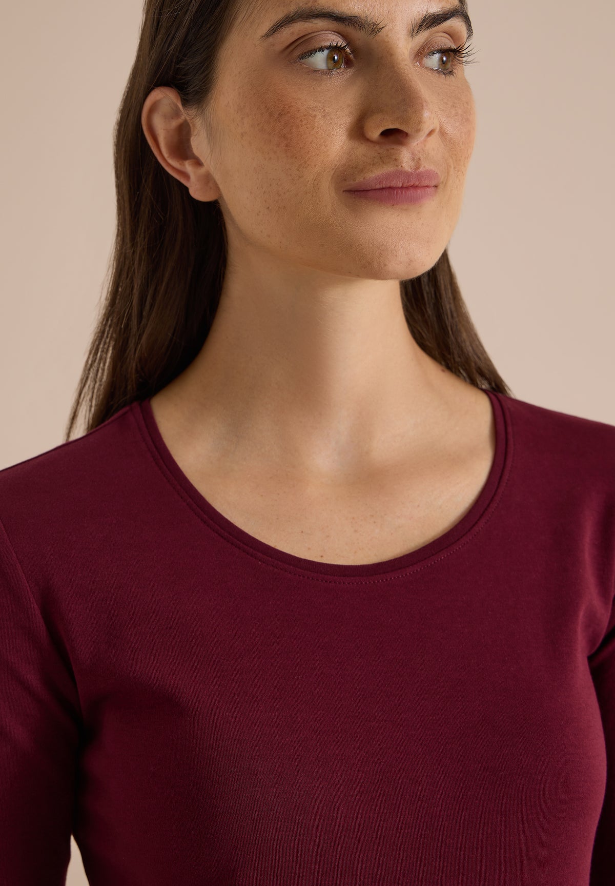 CECIL - Basic Langarm Shirt mit Rundhals - Farbe: red wine