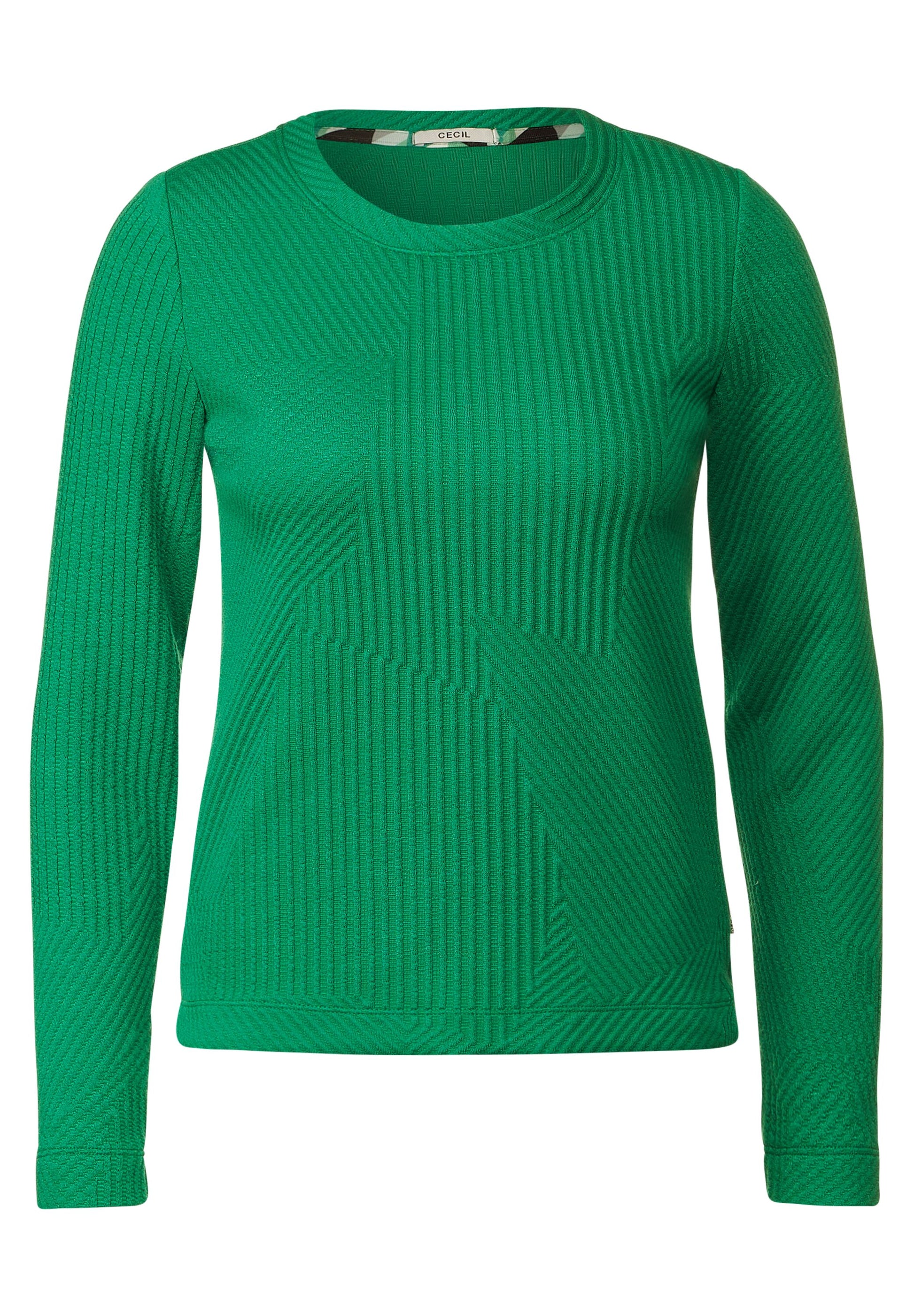 CECIL - Langarmshirt Struktur TWISTY mit - grün Mode – Farbe