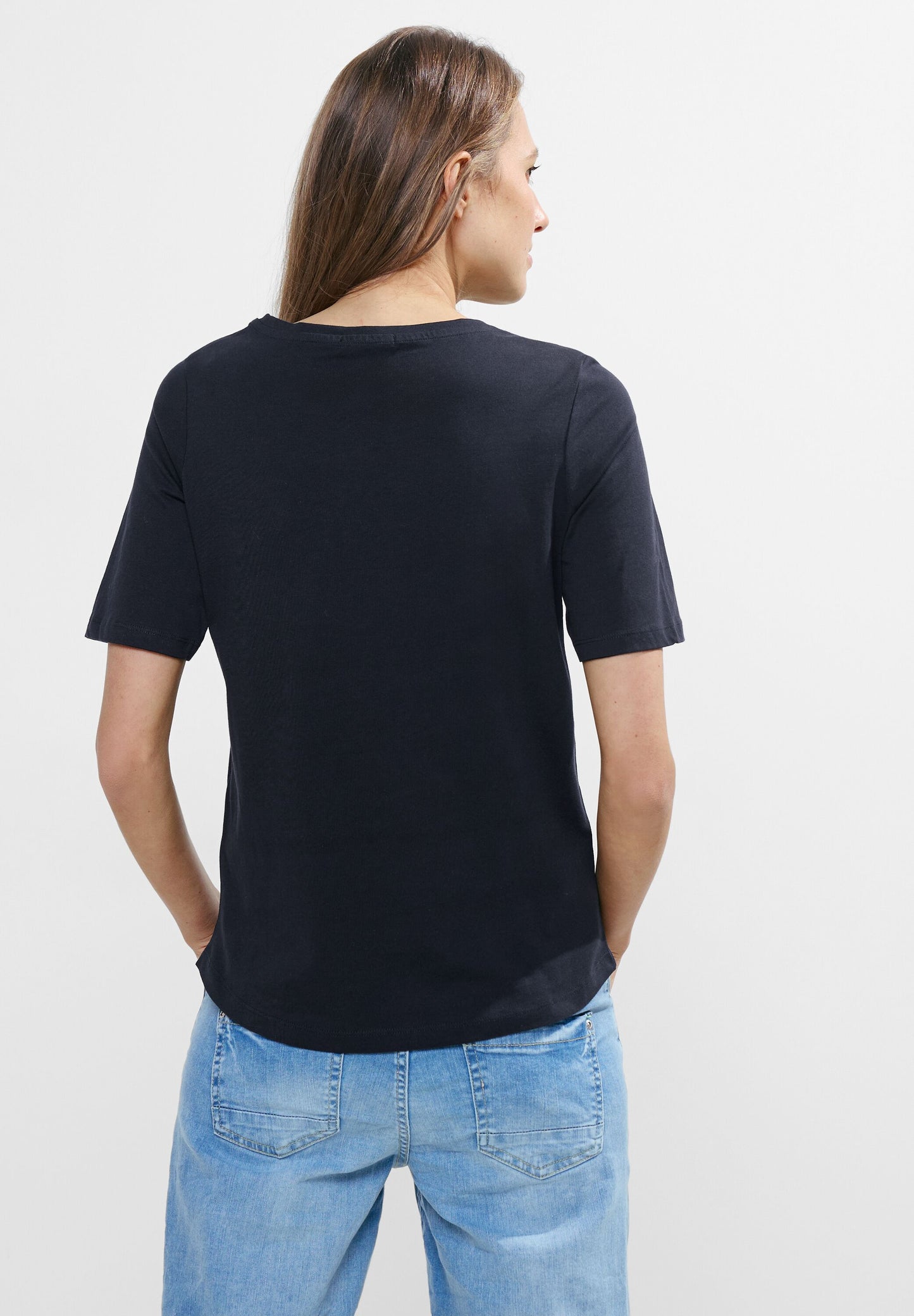 CECIL - T-Shirt mit Wording Print - dunkelblau