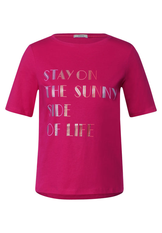 CECIL - T-Shirt mit Wording Print - pink sorbet