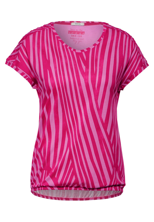 CECIL - Gestreiftes T-Shirt - pink sorbet