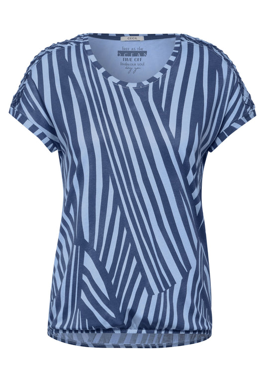 CECIL - Gestreiftes T-Shirt - blau