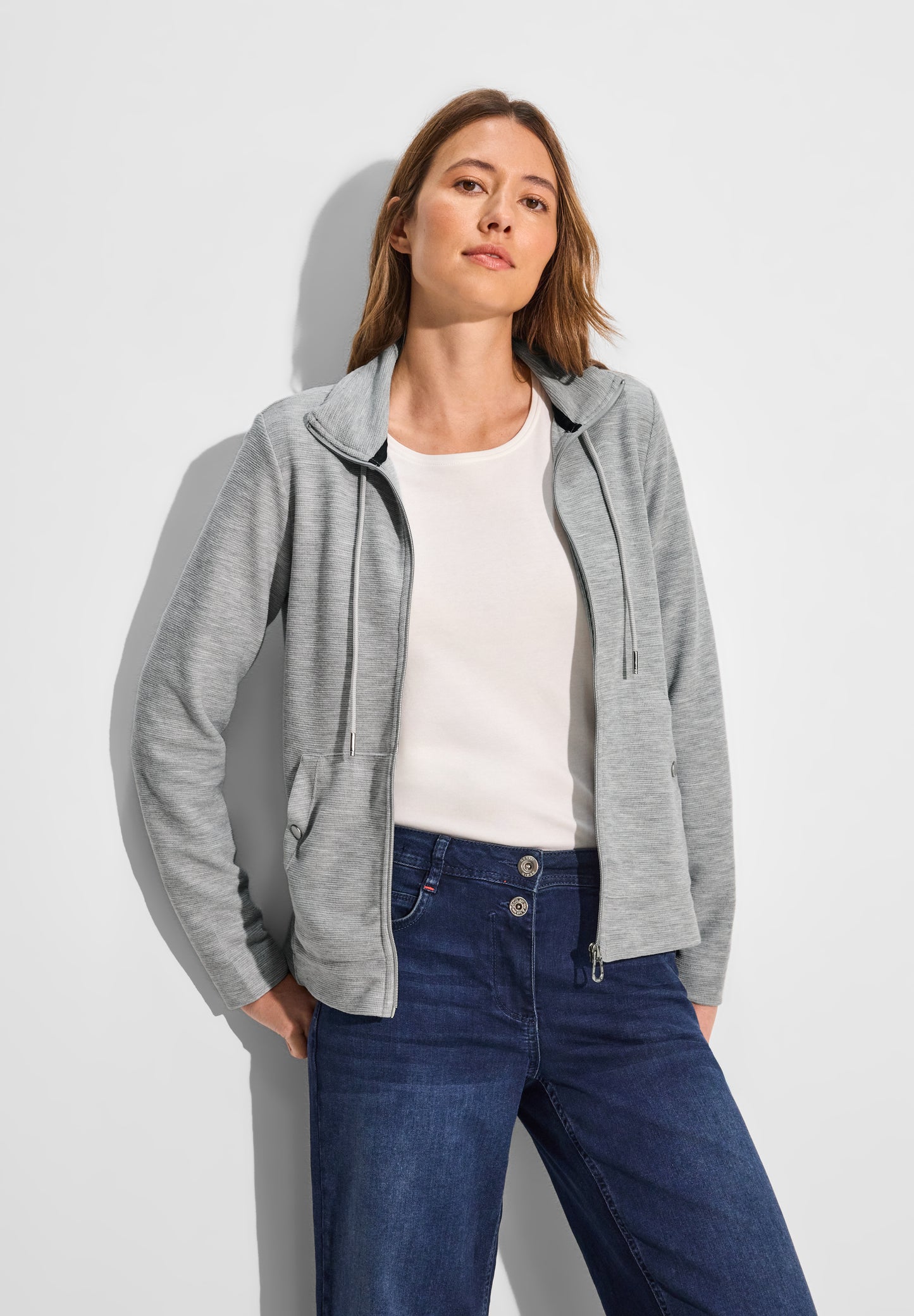 CECIL Leichte Sweatjacke - Farbe: chalk grey melange