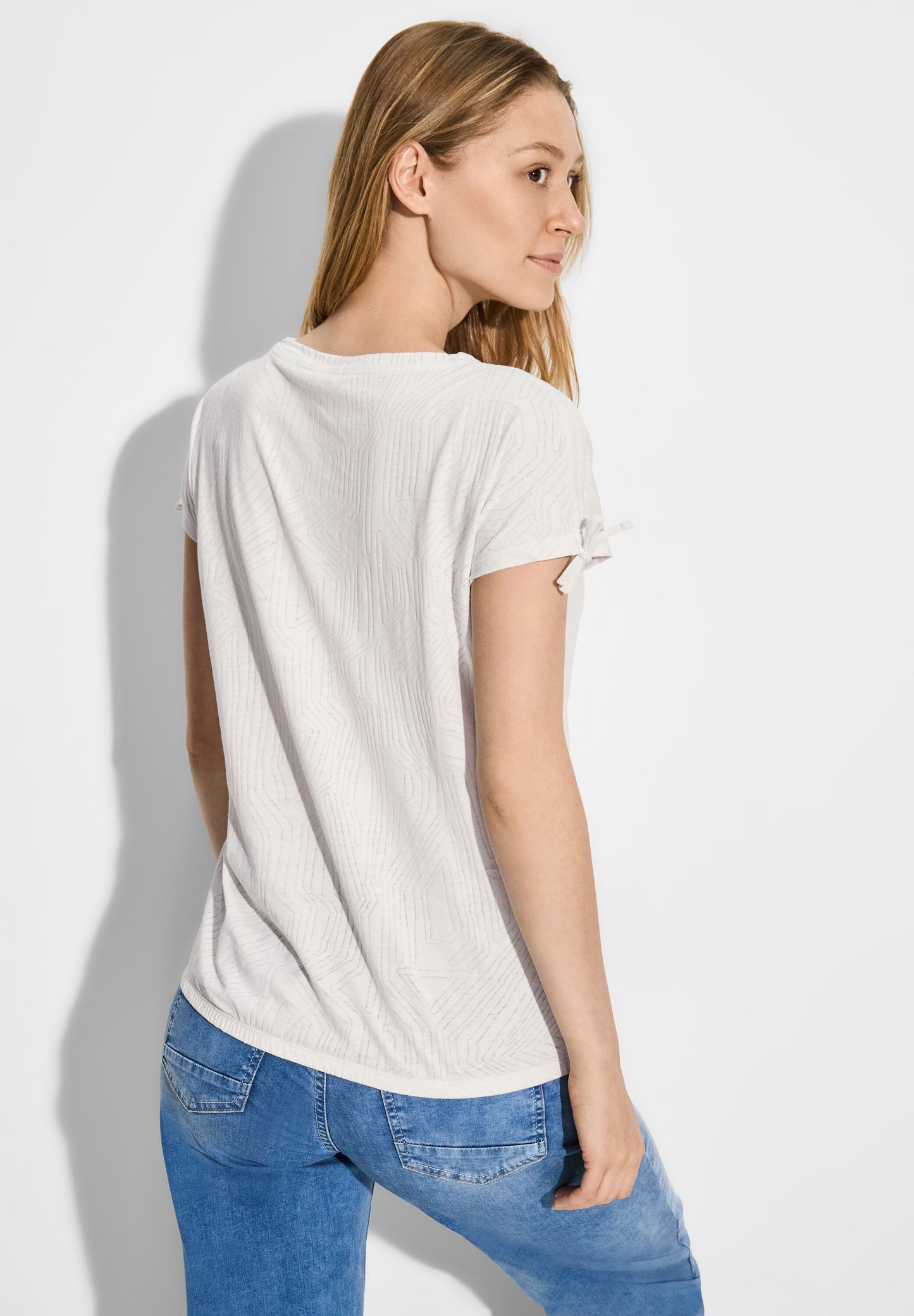 CECIL T-Shirt mit Burn-Out Muster - vanilla white