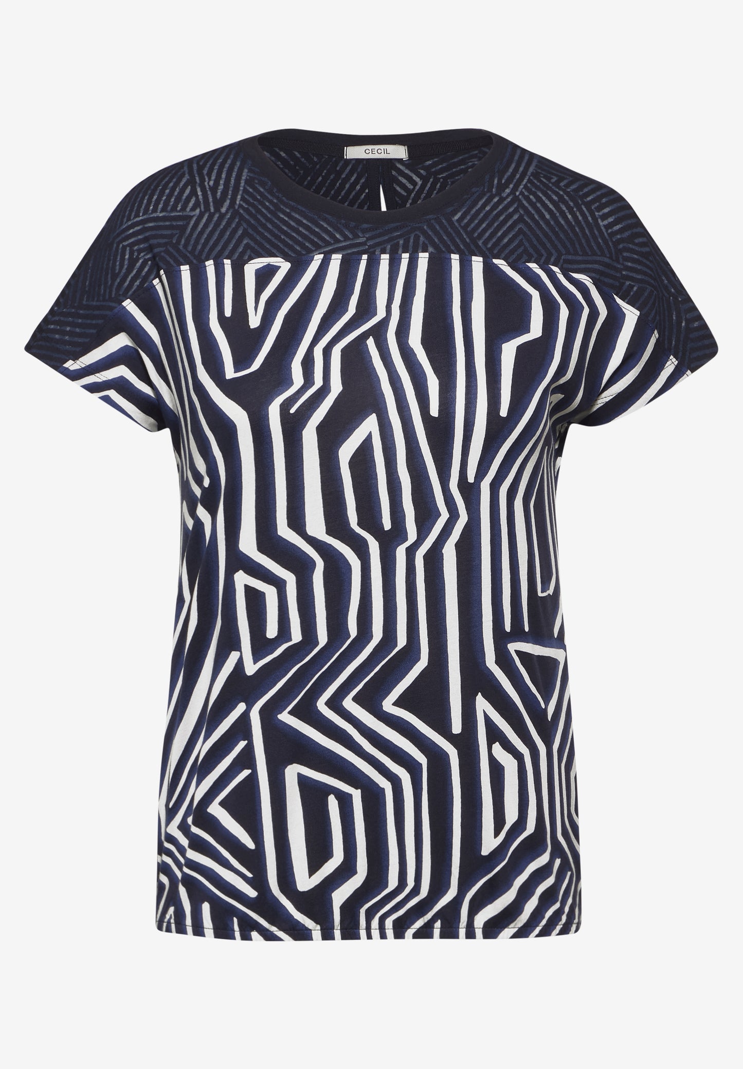 CECIL Burn-Out Print T-Shirt - universal blue