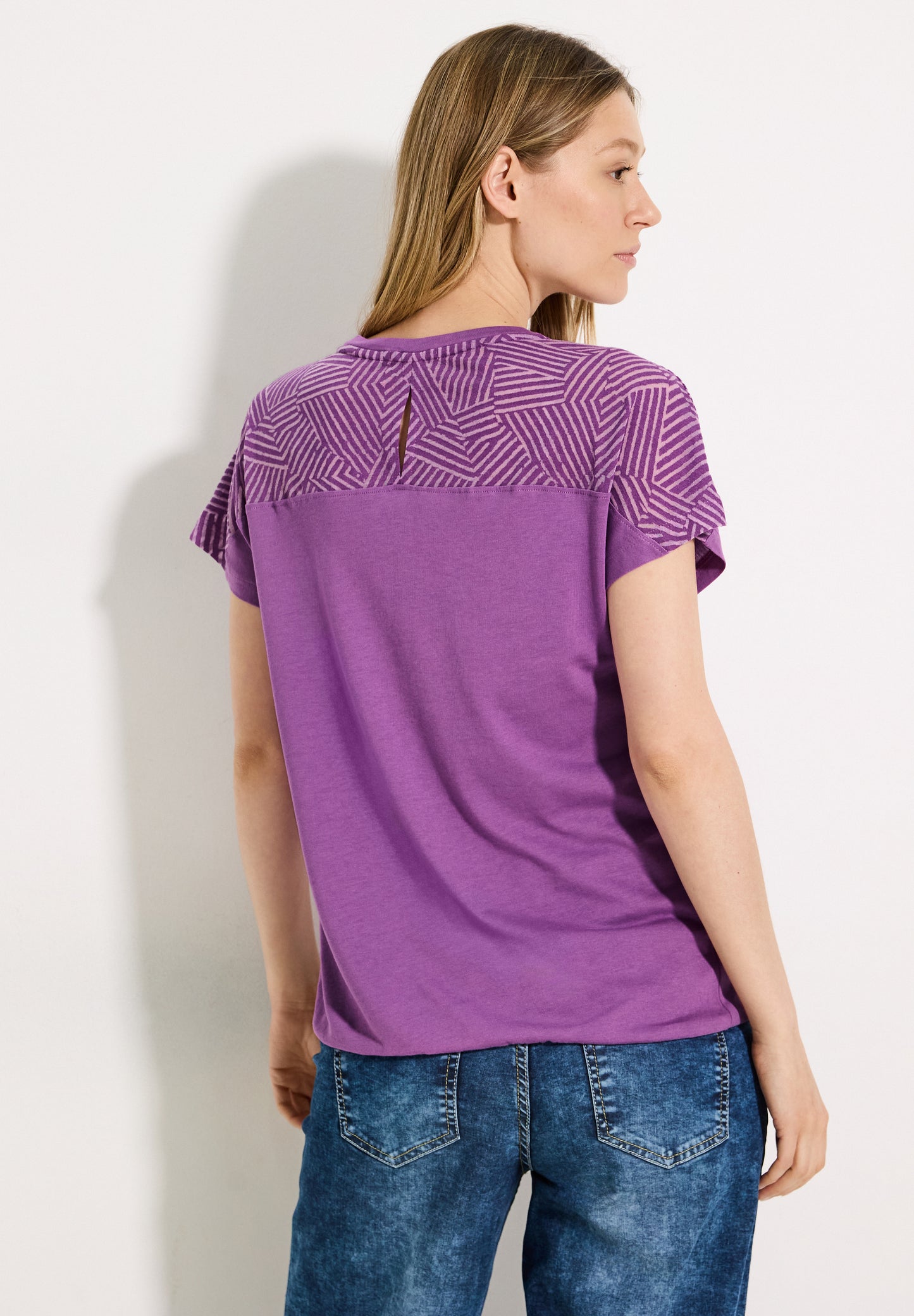 CECIL Burn-Out T-Shirt - iced violet