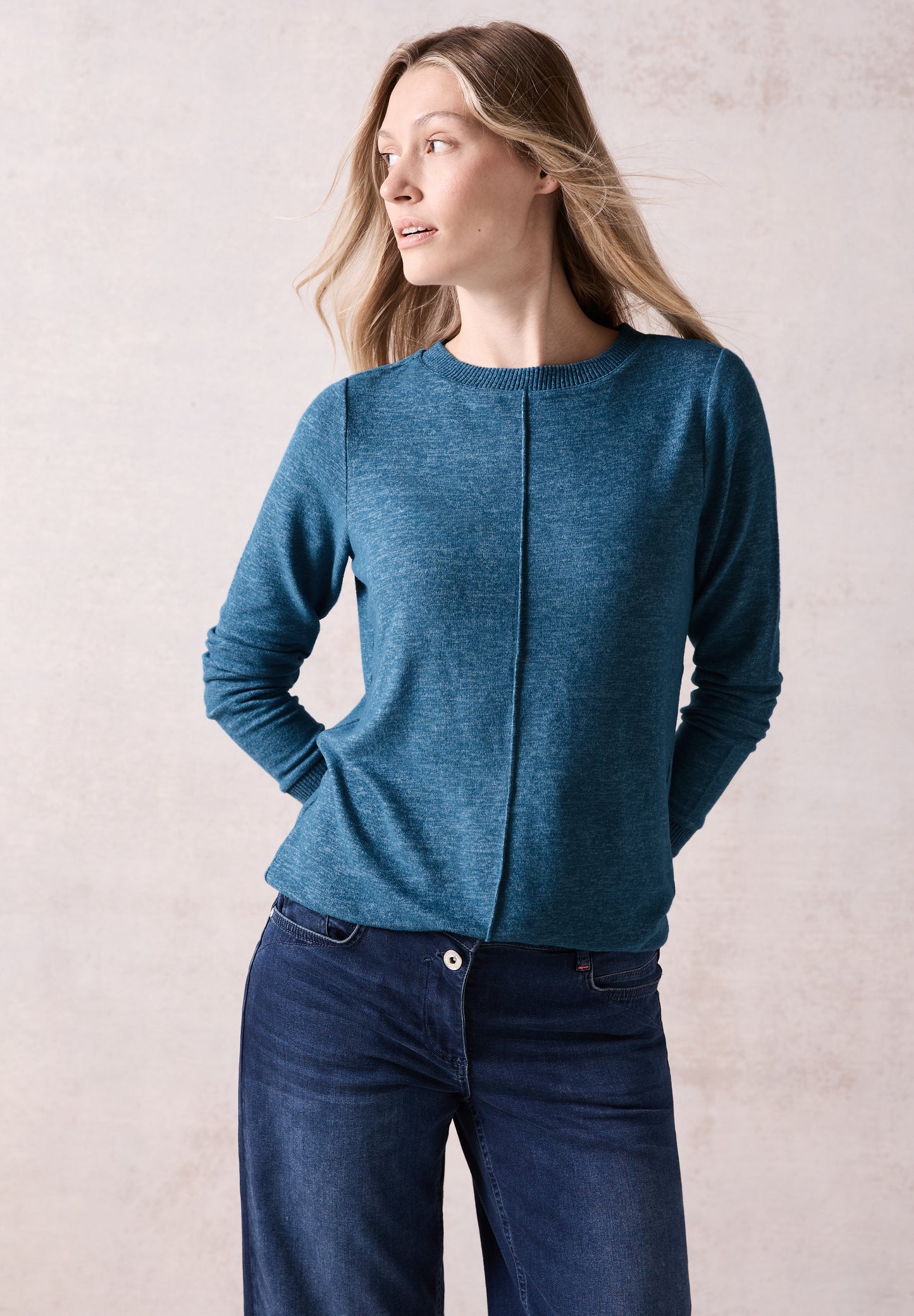 CECIL Cosy Langarmshirt – Farbe: aquamelange