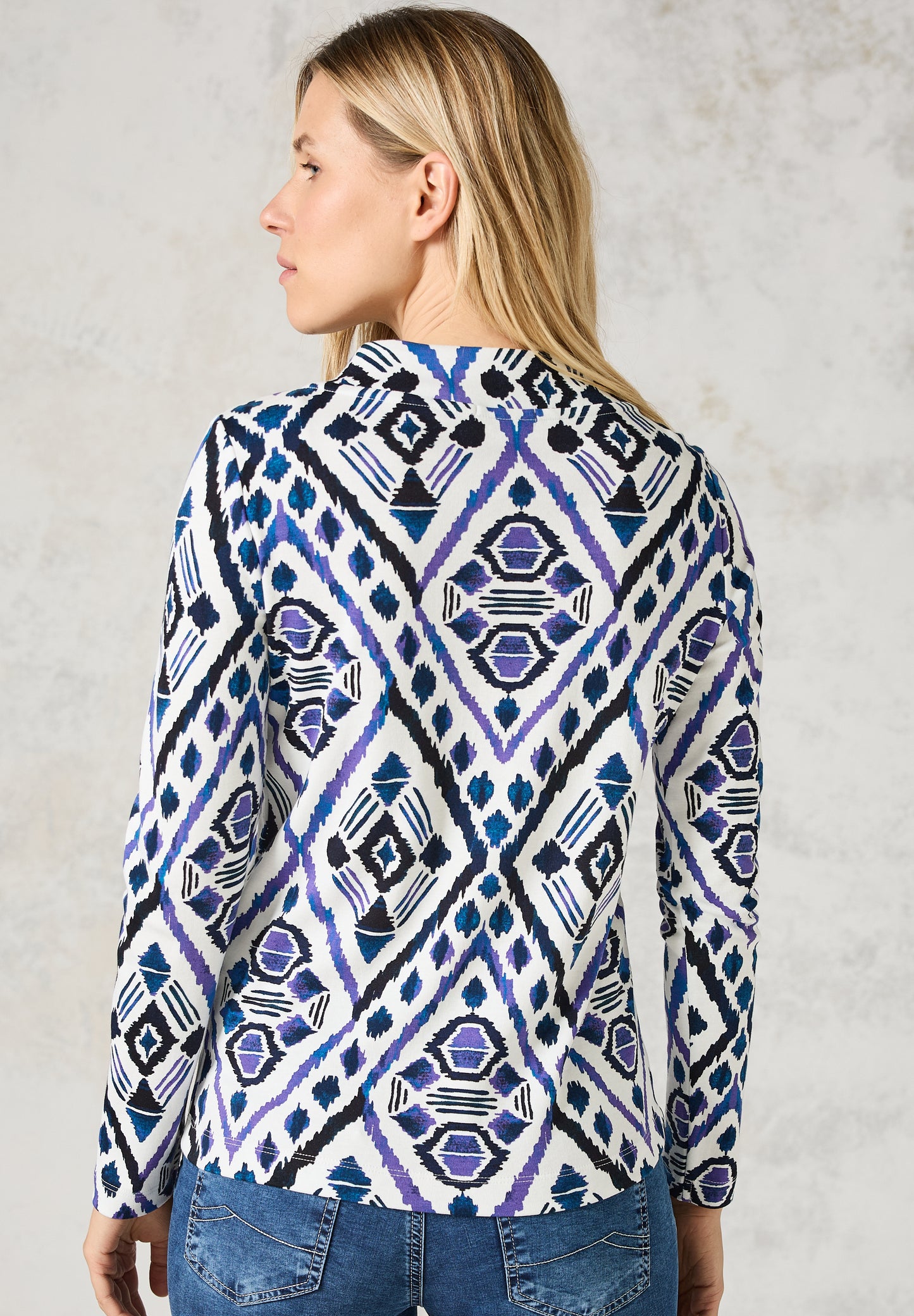 CECIL Damen Langarmshirt mit Print – Farbe: ecru