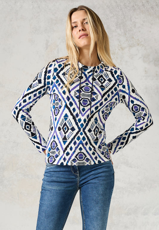 CECIL Damen Langarmshirt mit Print – Farbe: ecru