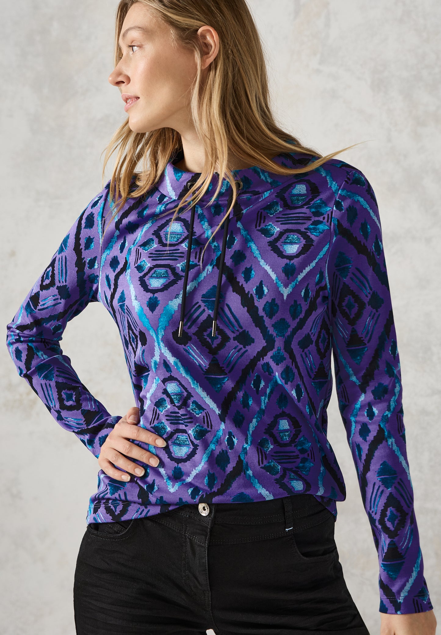 CECIL Damen Langarmshirt mit Print – Farbe: wild lila