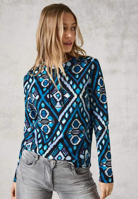 CECIL Damen Langarmshirt mit Print – Farbe: dunkel anthrazit