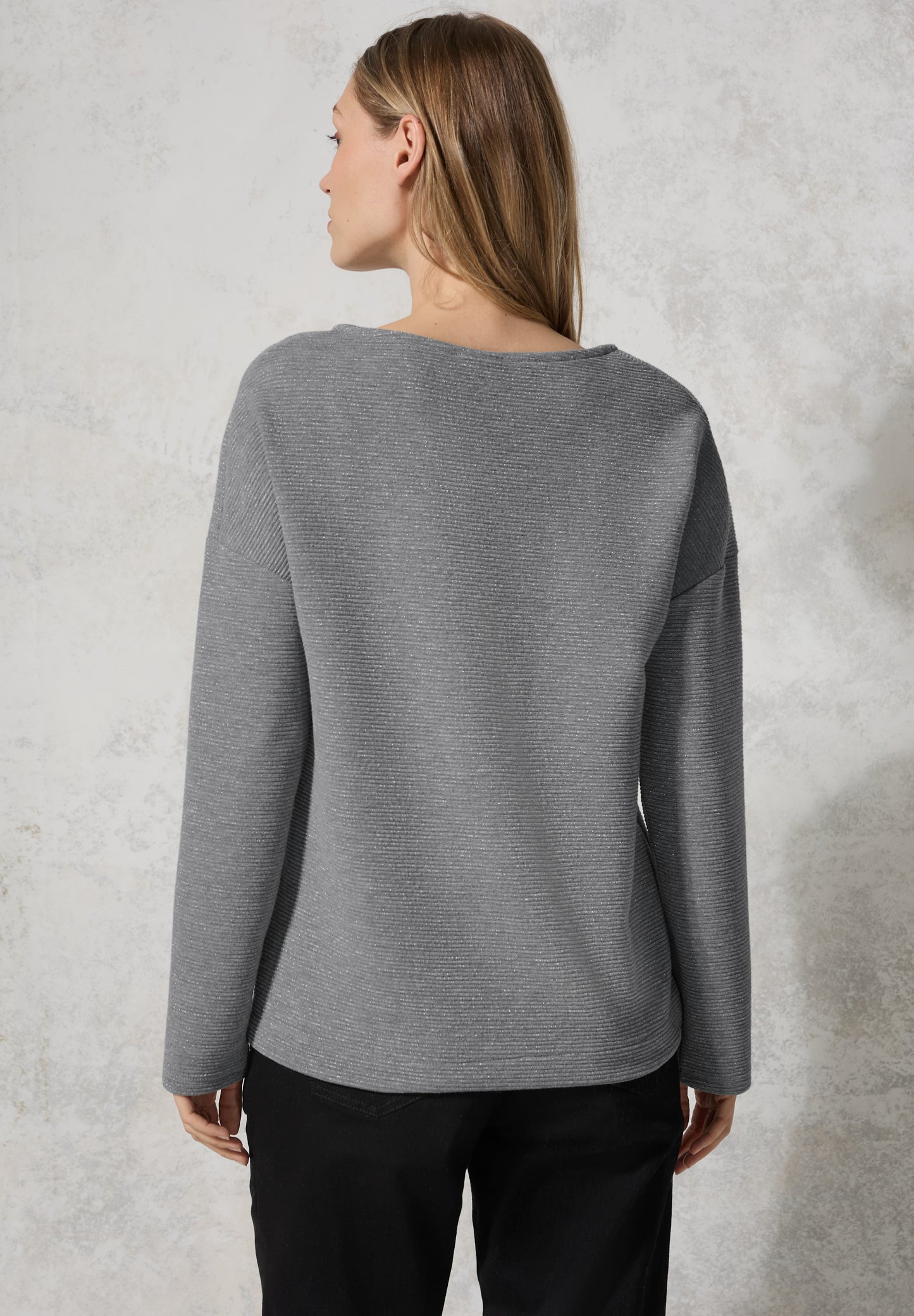 CECIL Glitzerndes Ottoman Shirt - Farbe: platinum grey mel.