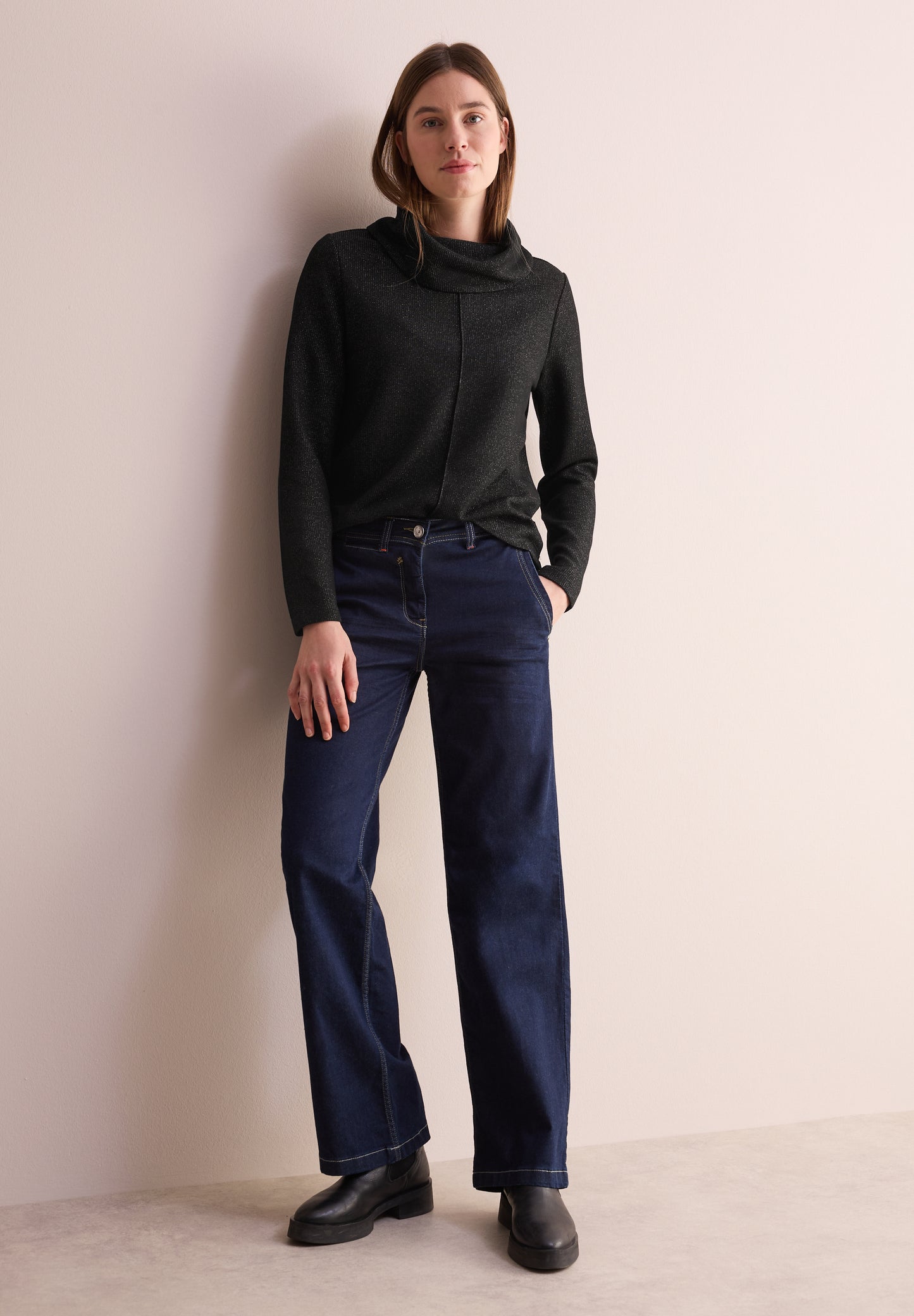 CECIL Cropped Shirt - Farbe: black melange