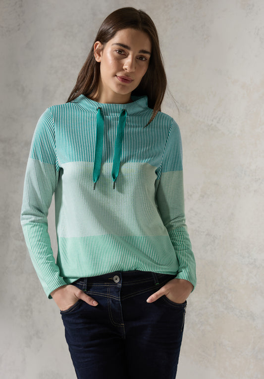 CECIL Gestreiftes Colorblock Shirt - Farbe: petrol grün