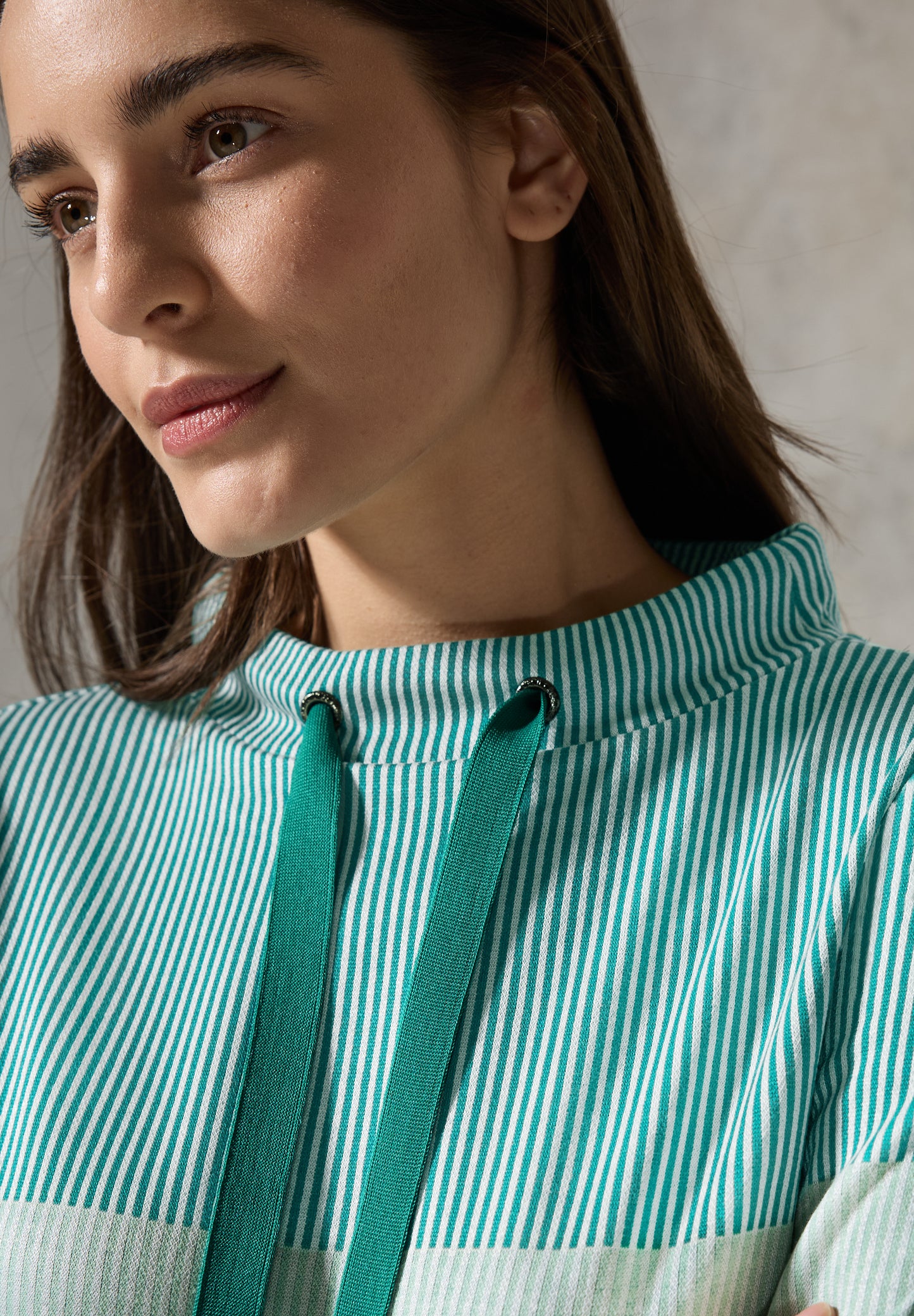 CECIL Gestreiftes Colorblock Shirt - Farbe: petrol grün