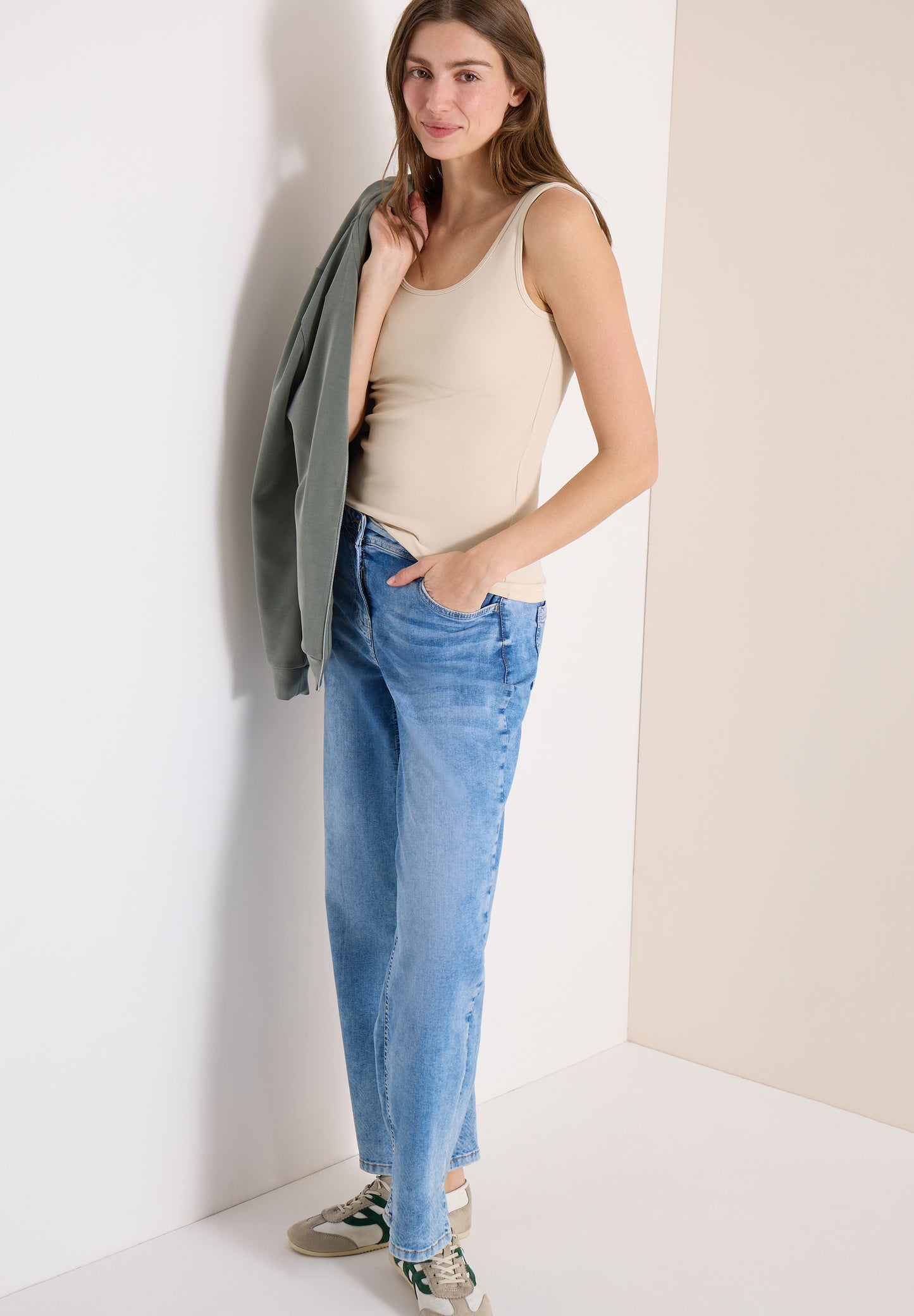 CECIL - Basic Top mit Rundhals aus Baumwolle - Farbe: pearl beige