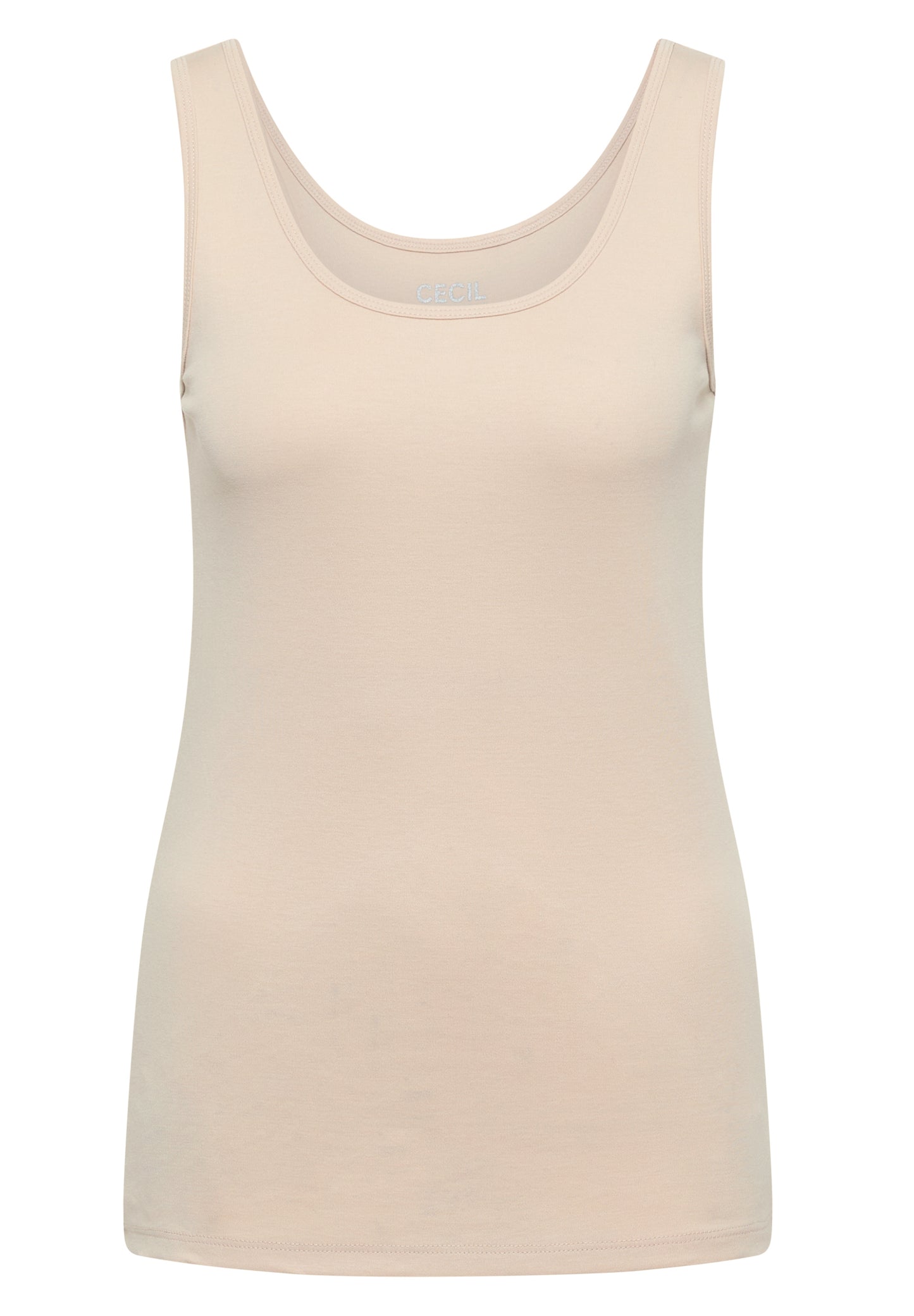 CECIL - Basic Top mit Rundhals aus Baumwolle - Farbe: pearl beige