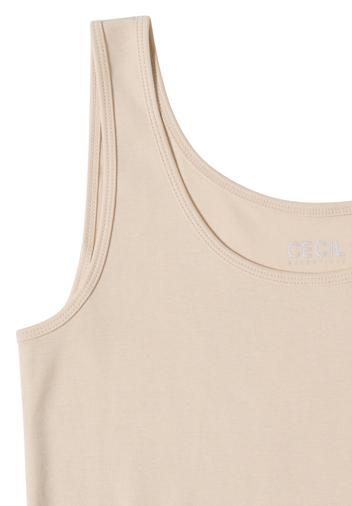 CECIL - Basic Top mit Rundhals aus Baumwolle - Farbe: pearl beige