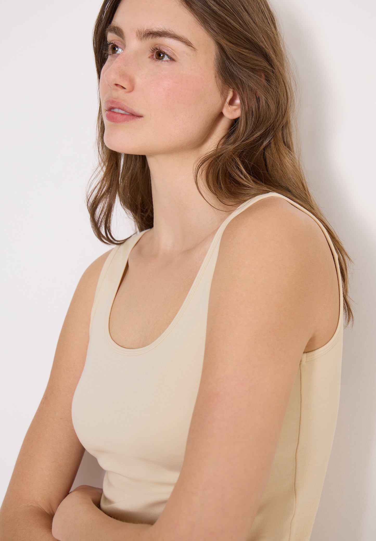 CECIL - Basic Top mit Rundhals aus Baumwolle - Farbe: pearl beige