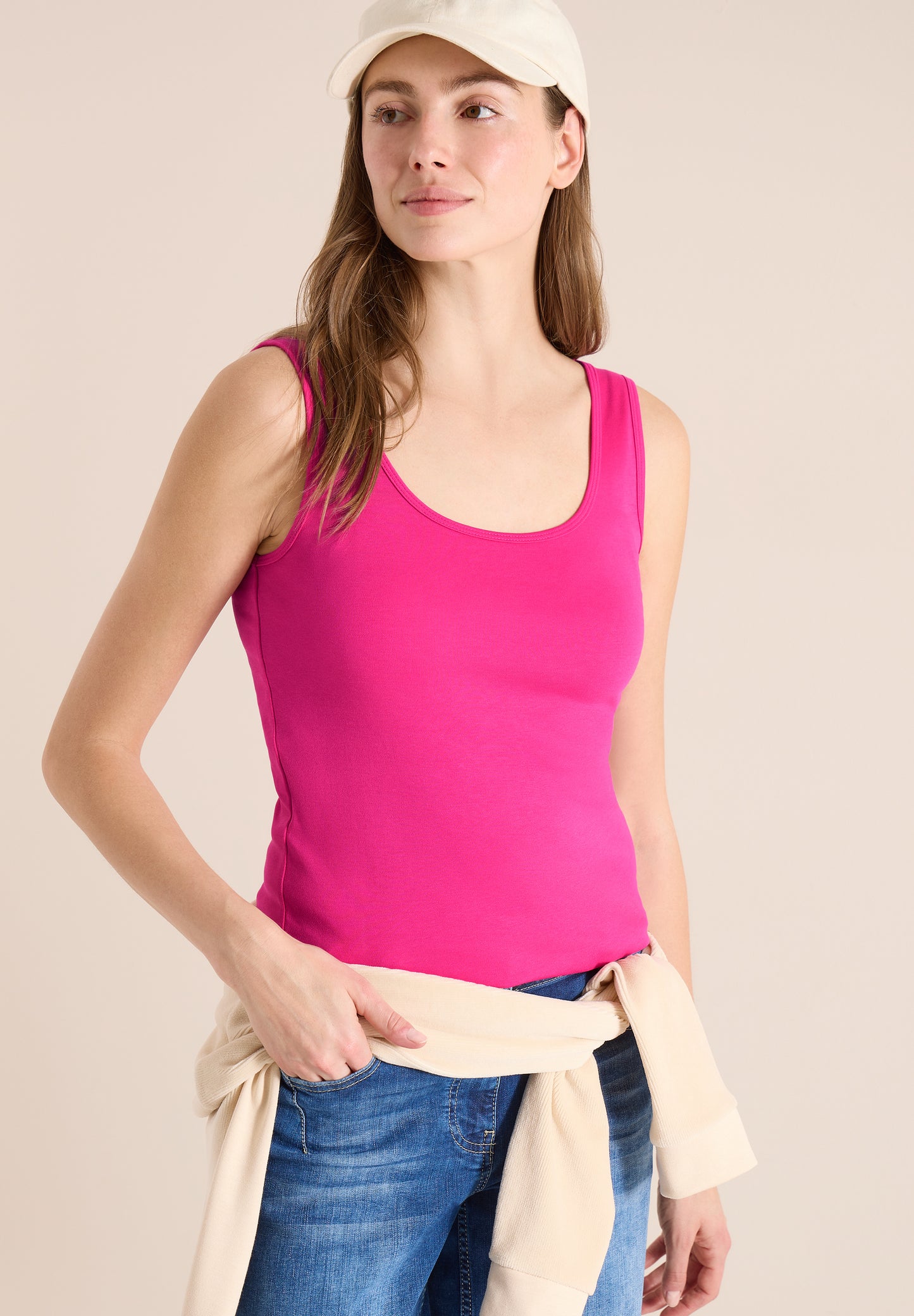 CECIL - Basic Top mit Rundhals aus Baumwolle - Farbe: beetroot pink