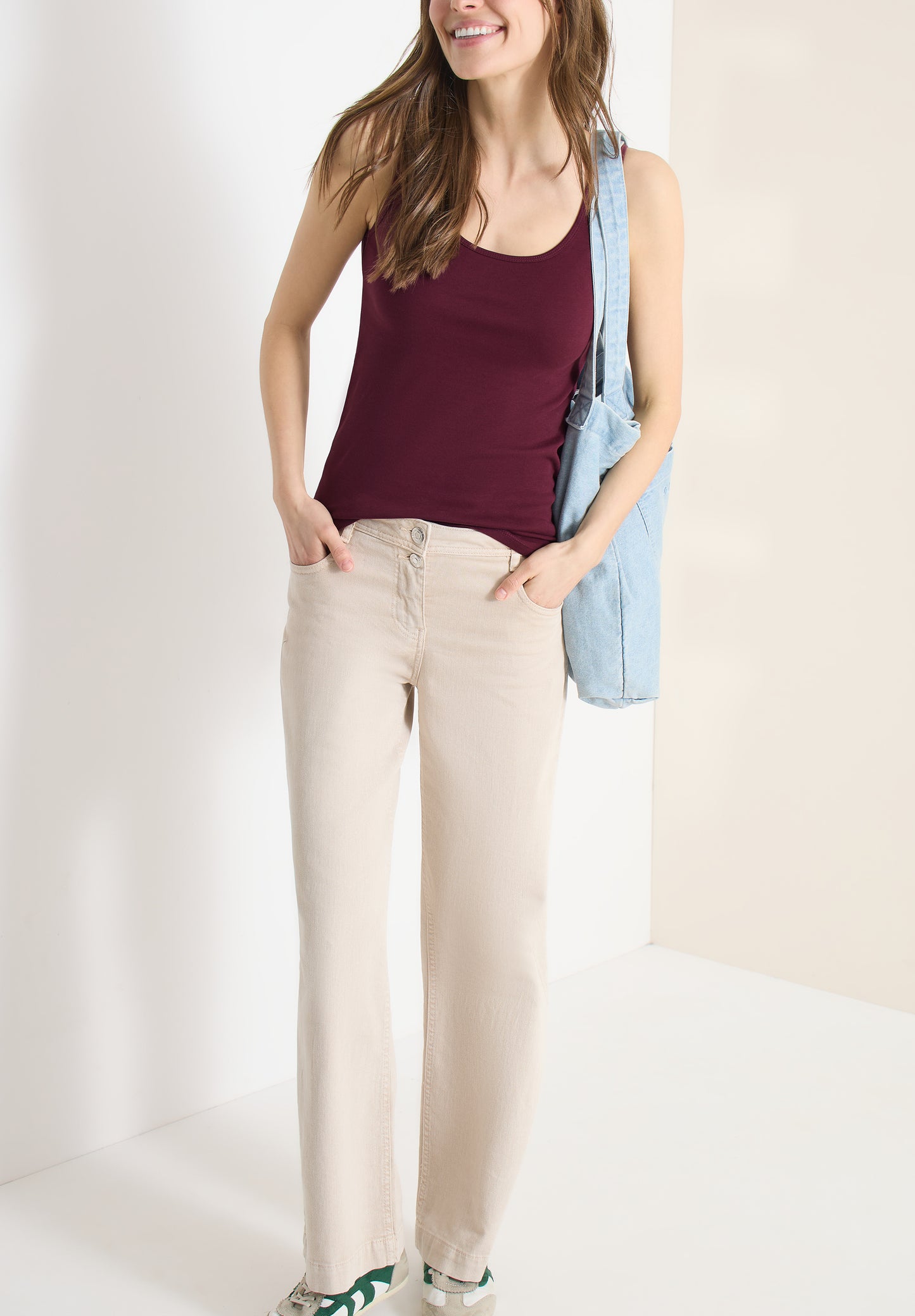 CECIL - Basic Top mit Rundhals aus Baumwolle - Farbe: Rot