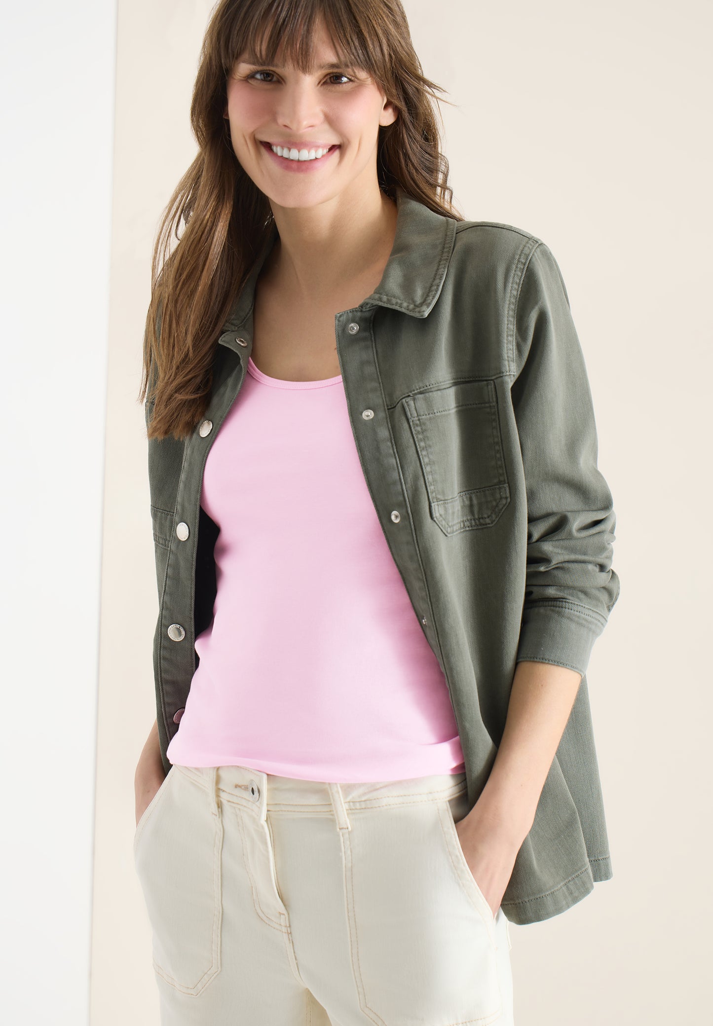 CECIL - Basic Top mit Rundhals aus Baumwolle - Farbe: Rosa