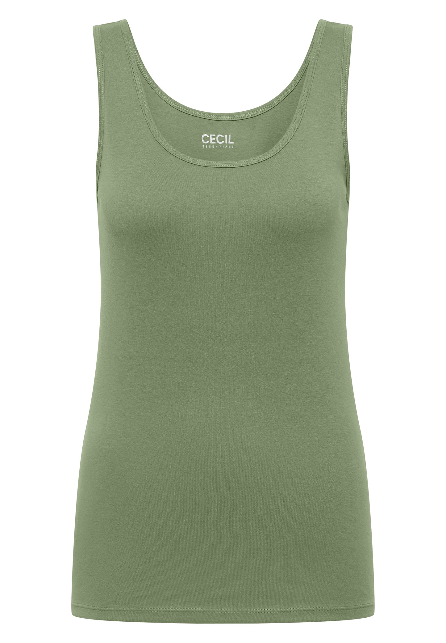 CECIL - Basic Top aus reiner Baumwolle - Farbe: deep matcha green