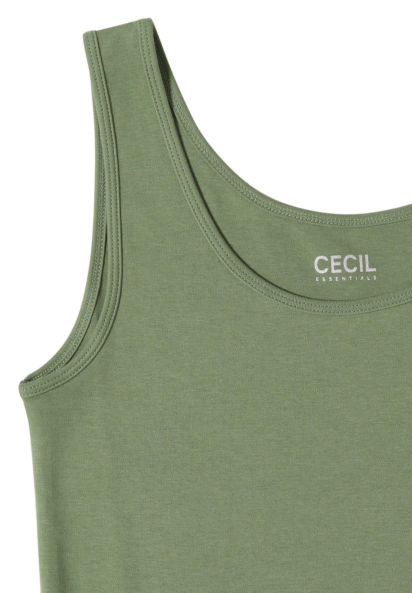 CECIL - Basic Top aus reiner Baumwolle - Farbe: deep matcha green