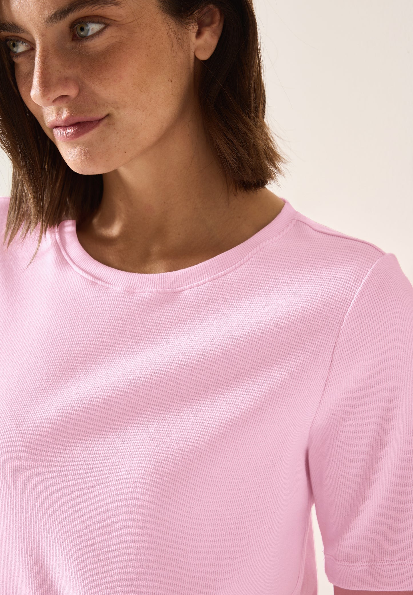 CECIL Basic Rippstruktur T-Shirt - Farbe: cherry blossom pink