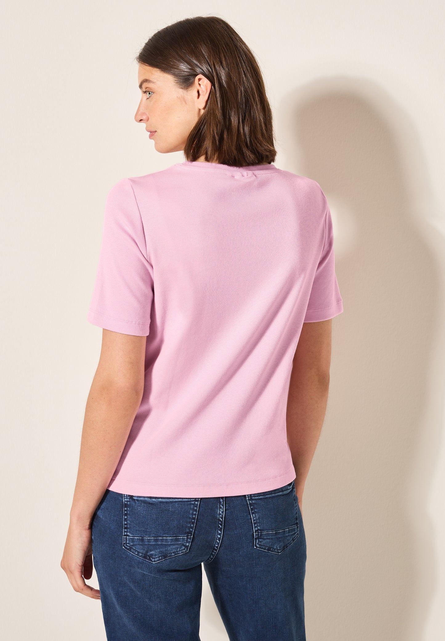CECIL Basic Rippstruktur T-Shirt - Farbe: cherry blossom pink
