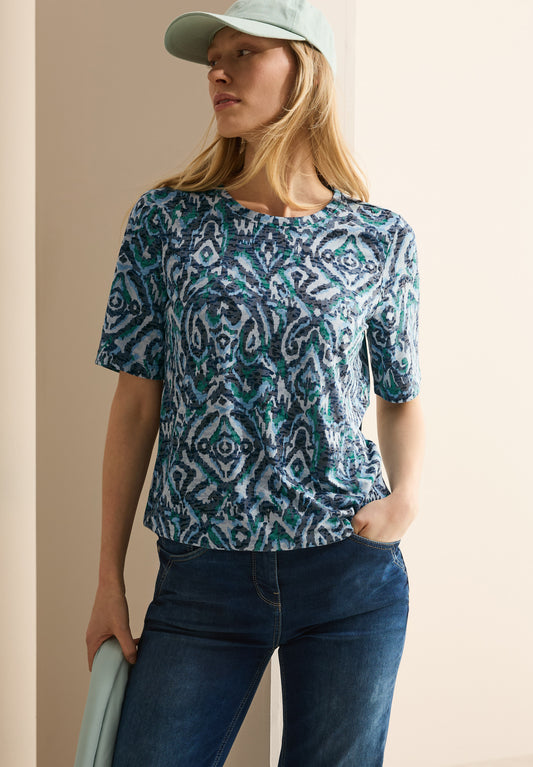 CECIL Shirt mit Ornamentmuster - Farbe: universal blue