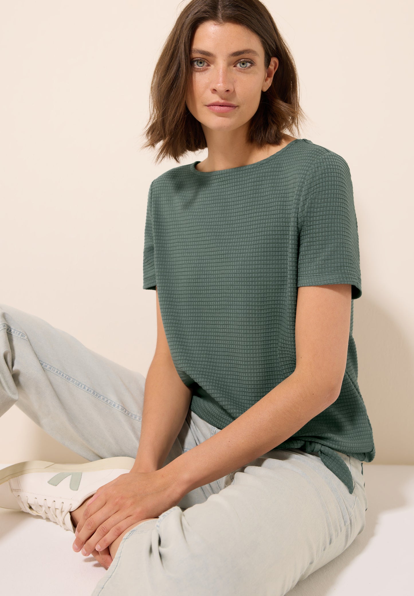 CECIL Strukturshirt mit Knoten - Farbe: balmy khaki
