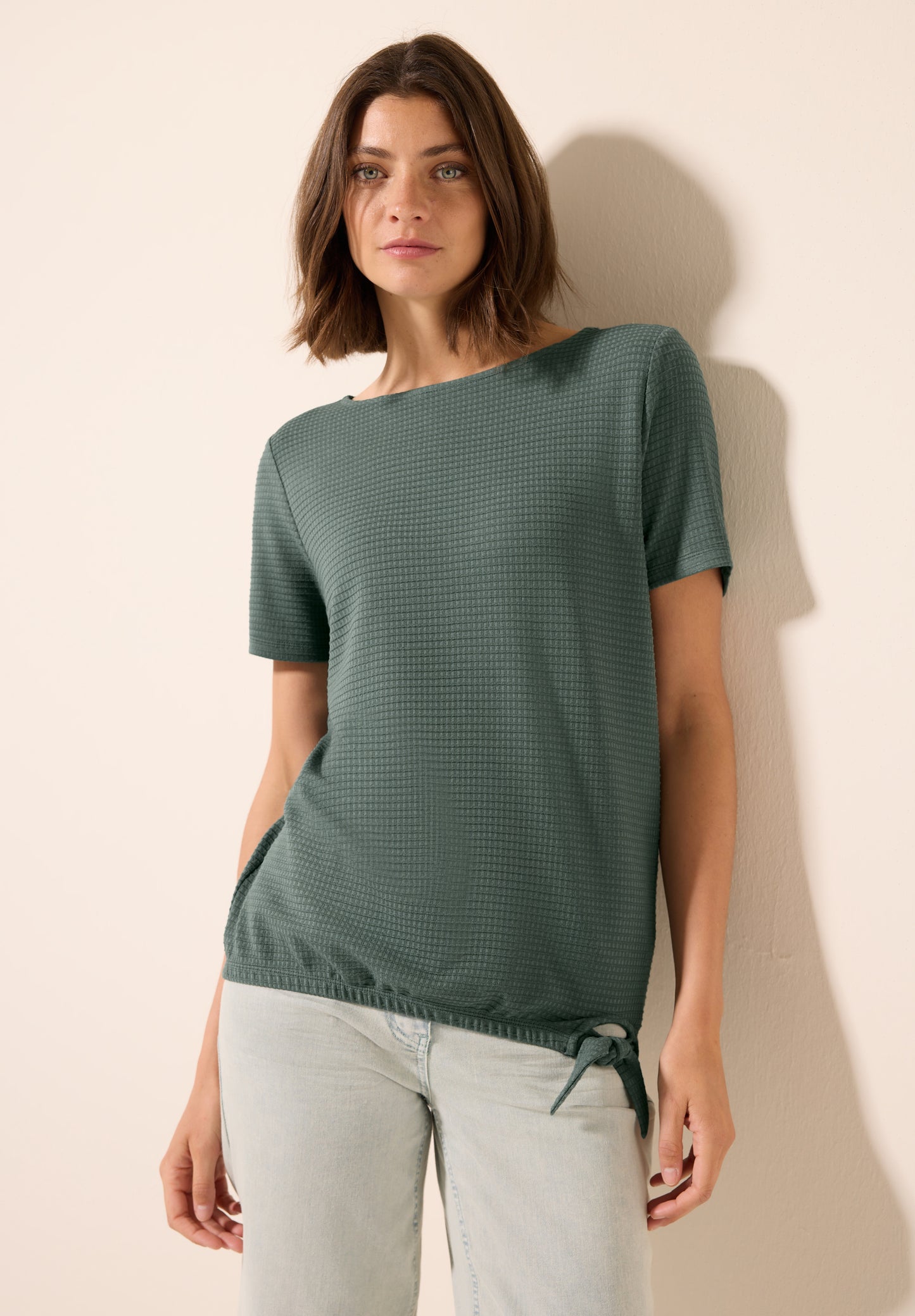 CECIL Strukturshirt mit Knoten - Farbe: balmy khaki