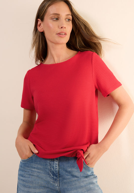 CECIL Strukturshirt mit Knoten - Farbe: glazed apple red