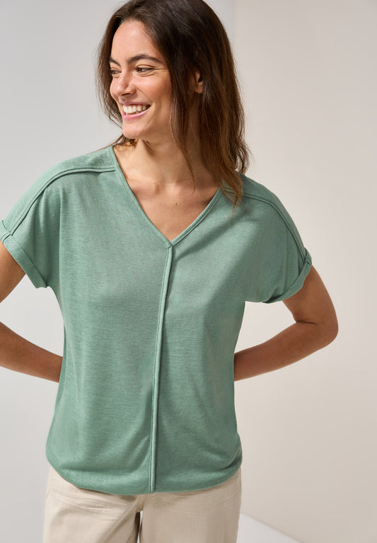 CECIL T-Shirt mit Deko-Nähten - Farbe: matcha green