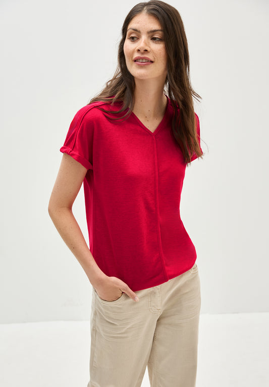 CECIL T-Shirt mit Deko-Nähten - Farbe: glazed apple red