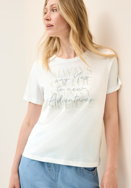 CECIL Shirt mit Wording Artwork - Farbe: vanilla white
