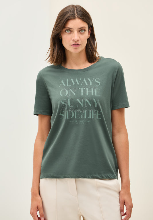CECIL Shirt mit Wording Artwork - Farbe: balmy khaki