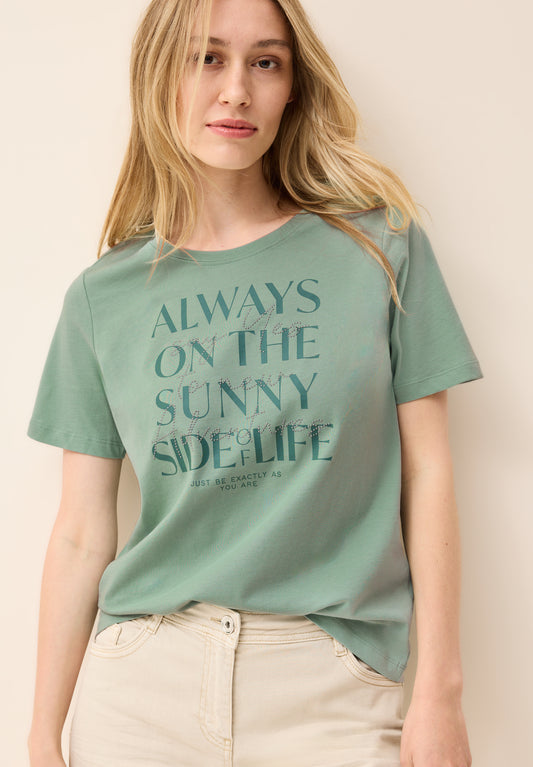 CECIL Shirt mit Wording Artwork - Farbe: matcha green