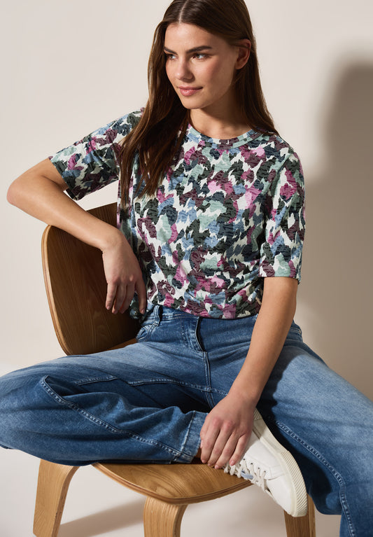 CECIL Shirt mit Burn-Out-Muster - Farbe: vanilla white