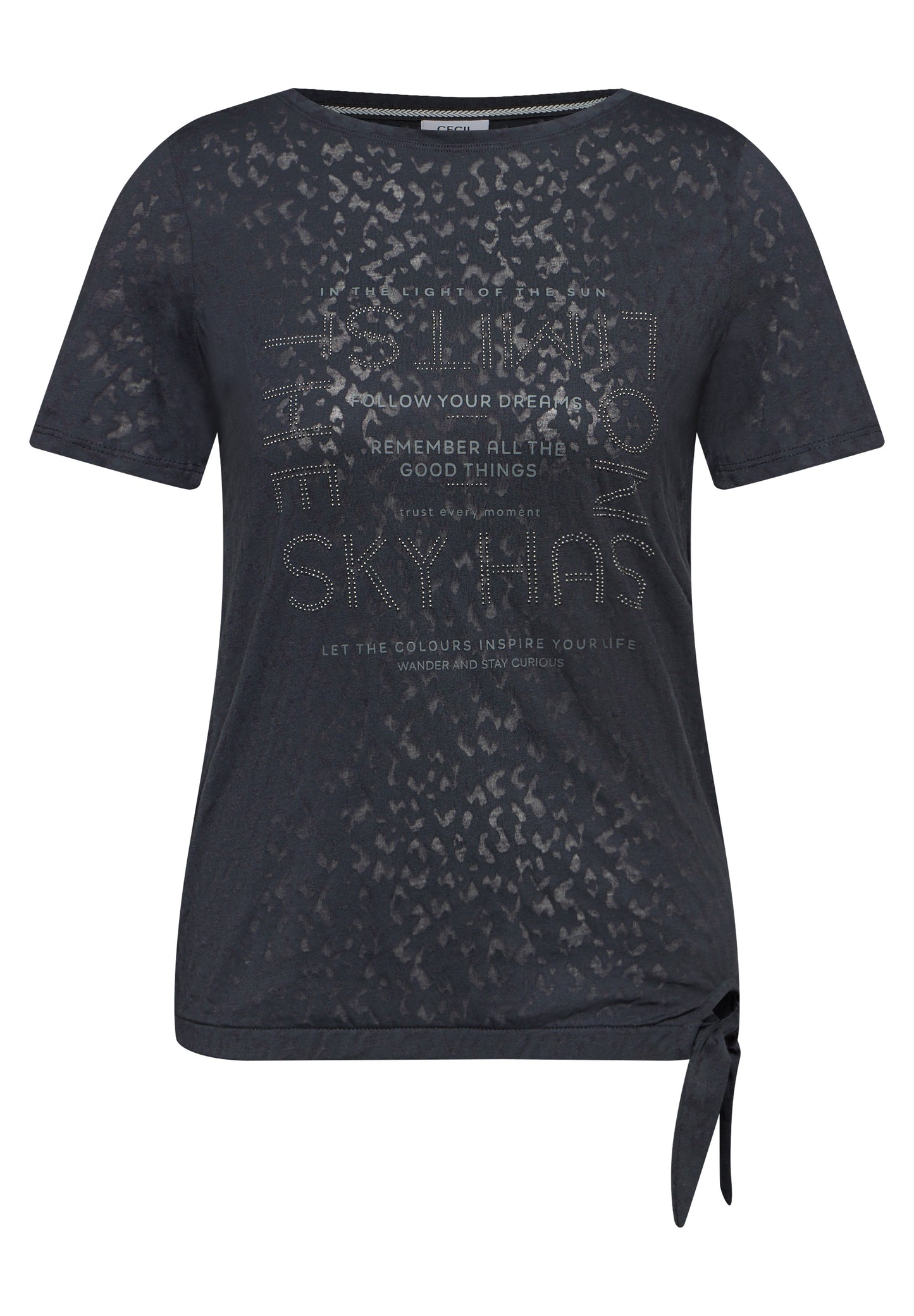 CECIL T-Shirt mit Schmucksteinen - Farbe: volcanic grey