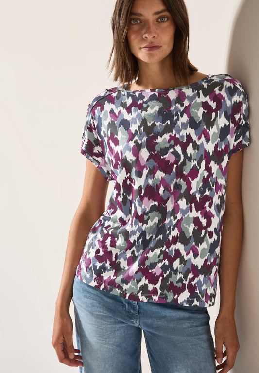 CECIL T-Shirt mit Knopfdetail - Farbe: vanilla white