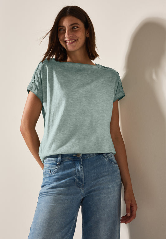 CECIL T-Shirt mit Knopfdetail - Farbe: dark balmy khaki