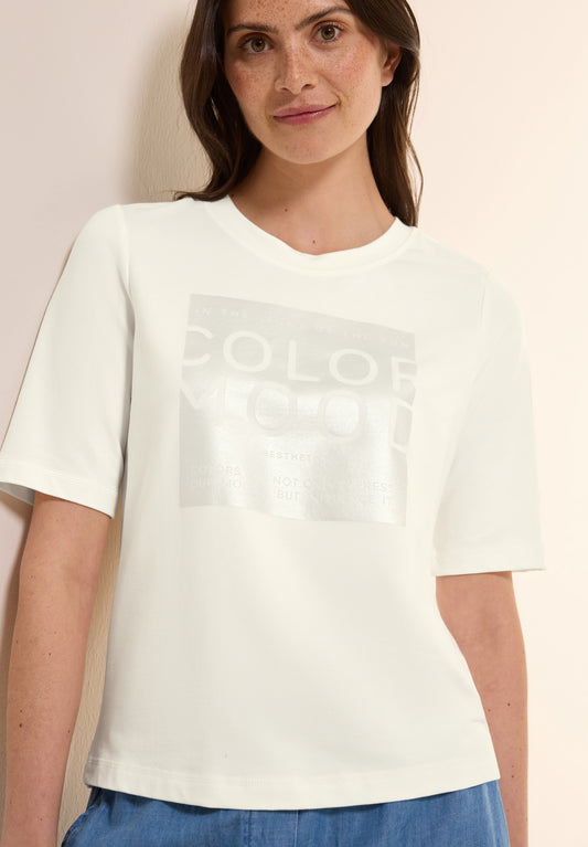 CECIL Softes Shirt mit Folienprint - Farbe: vanilla white